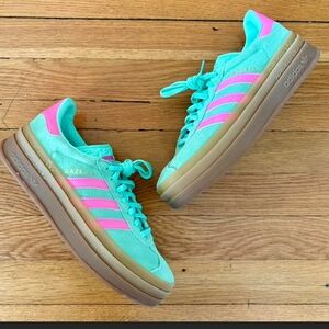 Adidas Women's Teal and Pink Gazelle Sneakers